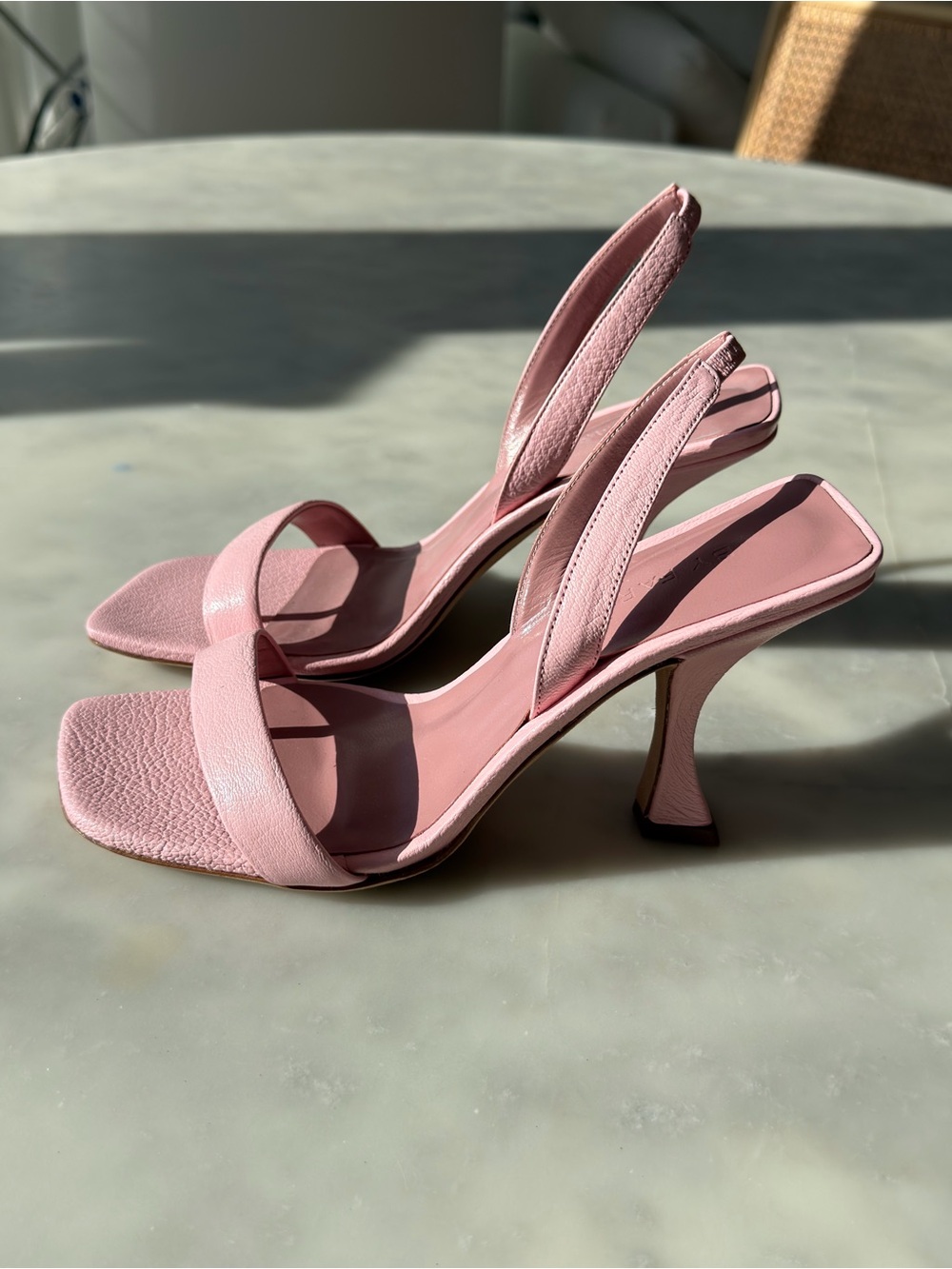 BY FAR Pink Square-Toe Slingback Block Heels - Picture 5 of 5